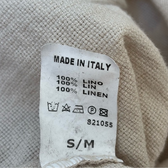Splendid Iris 100% Linen Button Front Babydoll Top Lagenlook Boho Beige S/M - Picture 12 of 12
